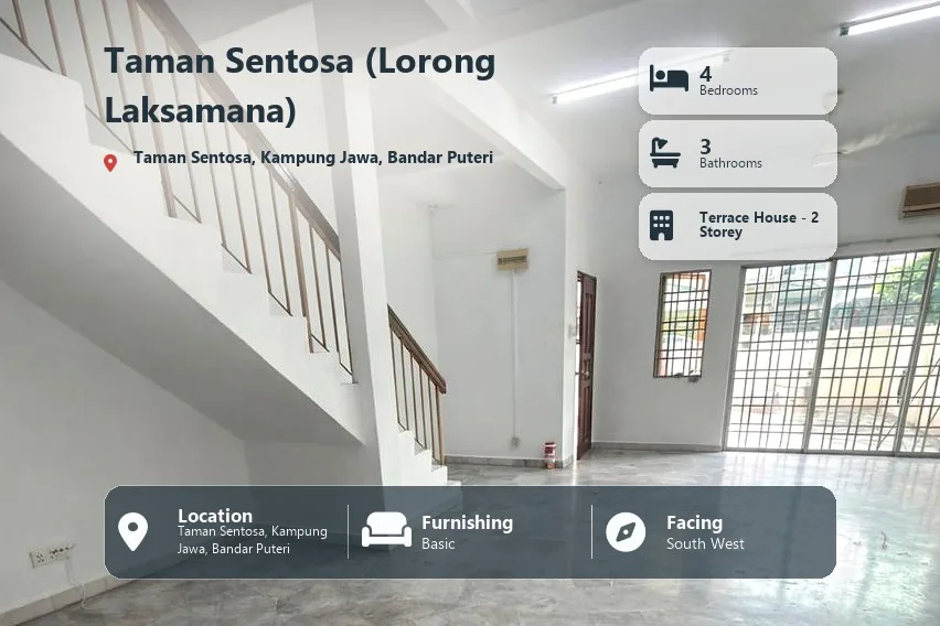 Newly Renovated Double Storey 4R3B @ Taman Sentosa (Lorong Laksamana)