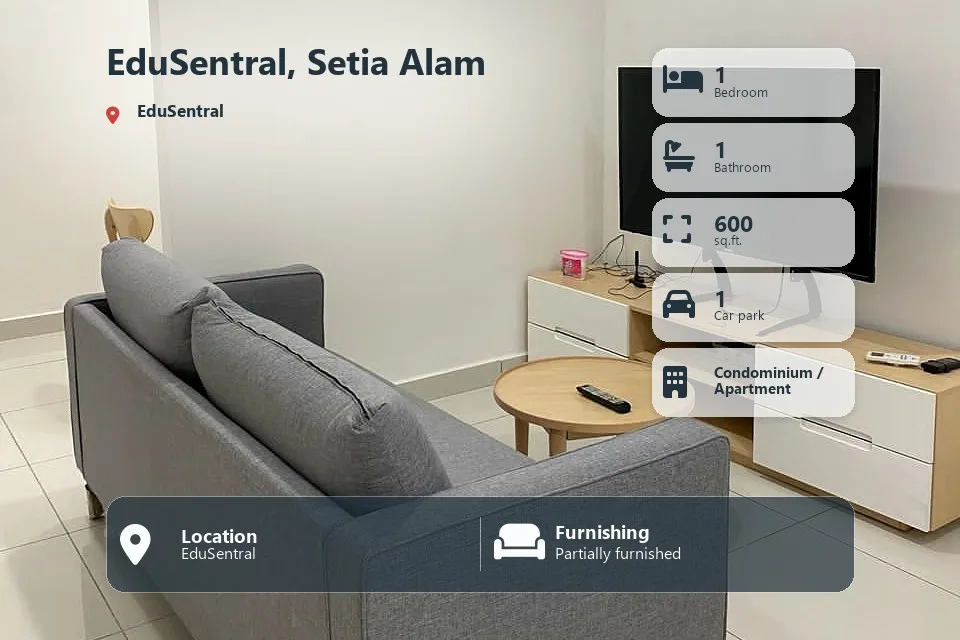1R1B Partially Furnished Condo @ Princeton EduSentral, Setia Alam