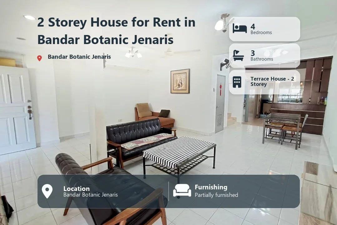 2 Storey House for Rent in Bandar Botanic Jenaris