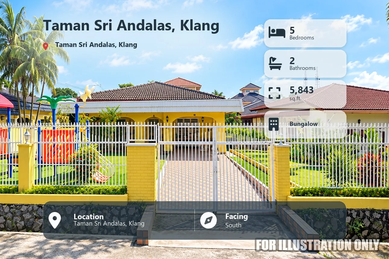 5R2B Spacious Single storey Bungalow @ Taman Sri Andalas, Klang